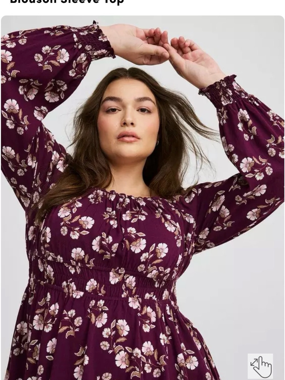 Torrid Women's Floral Blouson Sleeve Dress - Purple